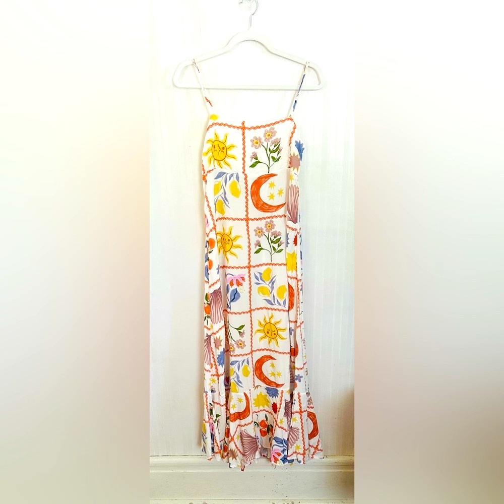 Sun & Moon Printed Maxi Dress - White/Orange